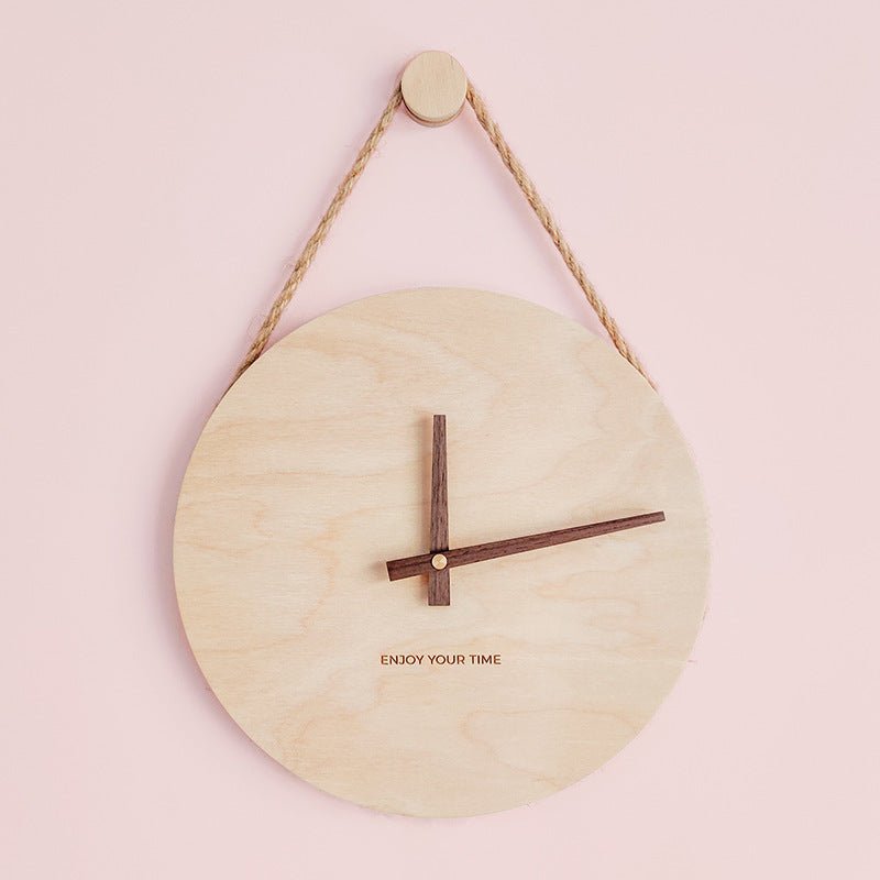 Wooden Sling Creative Wall Clock Nordic Home Living Room Clock Decoration - Hearth & Lume