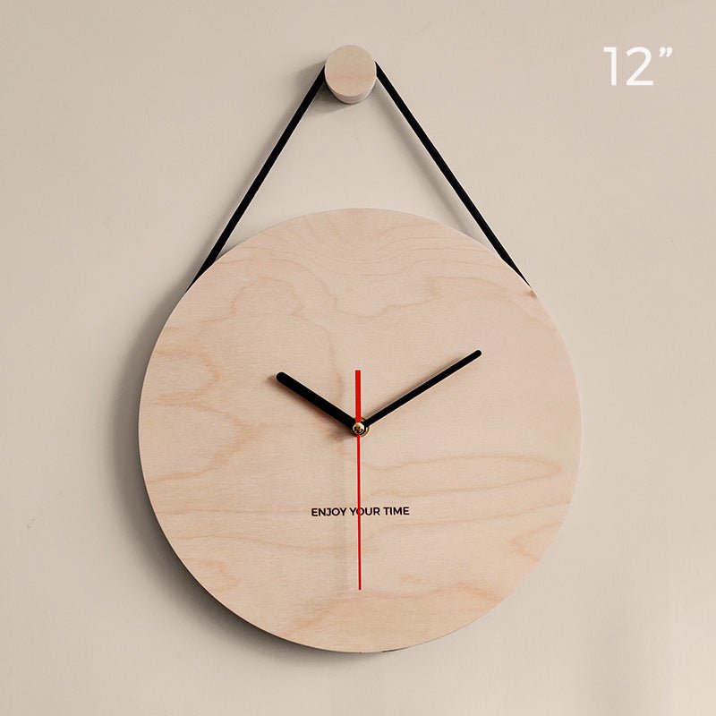 Wooden Sling Creative Wall Clock Nordic Home Living Room Clock Decoration - Hearth & Lume