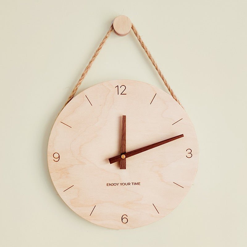 Wooden Sling Creative Wall Clock Nordic Home Living Room Clock Decoration - Hearth & Lume