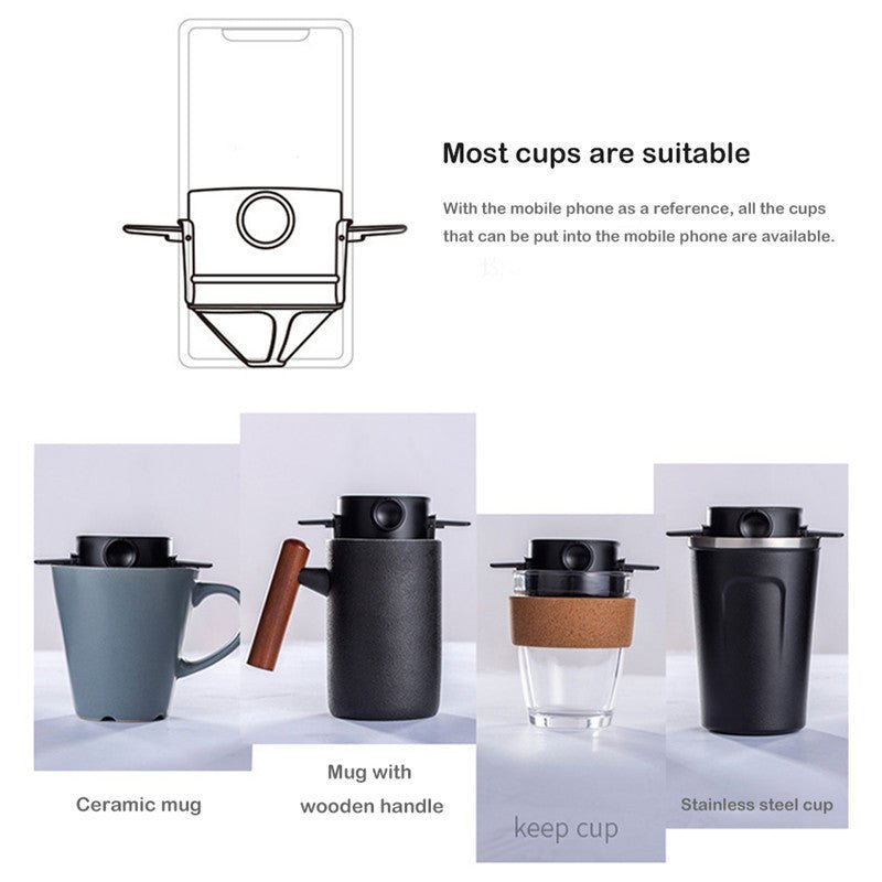 Foldable Portable Coffee Filter Stainless Steel Coffee Machine - Hearth & Lume