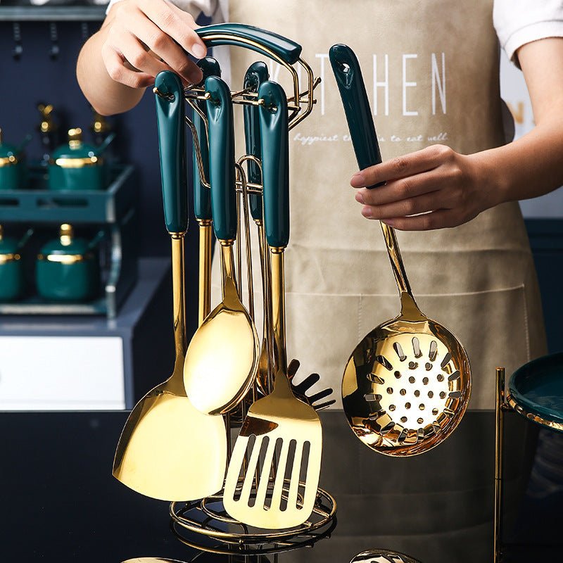 Stainless Steel Silicone Kitchen Utensil Cooking Set - Hearth & Lume