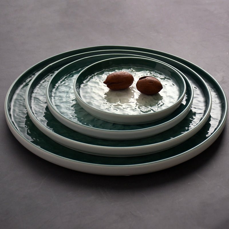Gradient Emerald Steak Plate Stone Pattern Pasta Plate Western Plate Round Plate Restaurant Home - Hearth & Lume