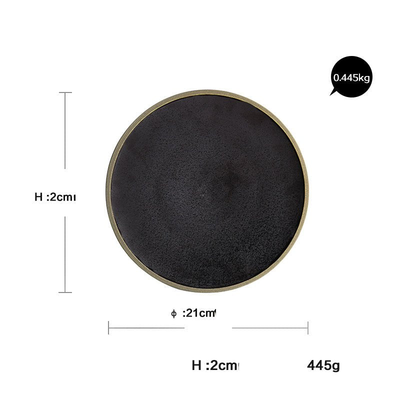 Black Crystal Large Plate Ceramic Plate Home Dessert Plate Round Flat Plate - Hearth & Lume