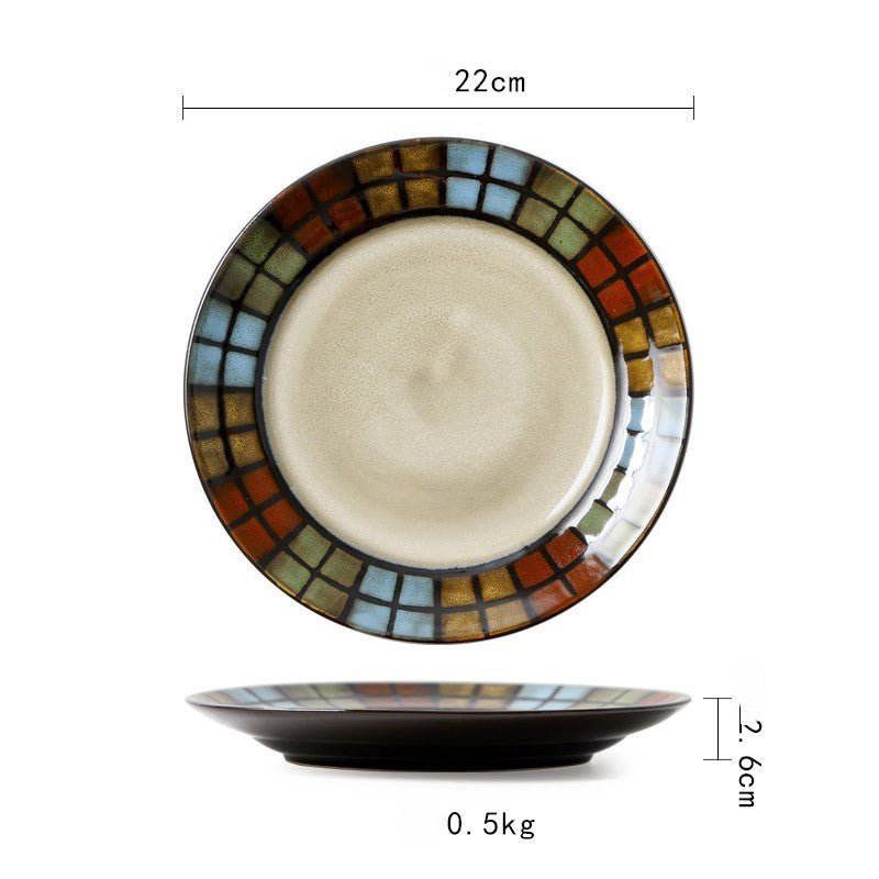 Ceramic Plate Flat Plate Creative Dish Plate Japanese Vintage Tableware - Hearth & Lume