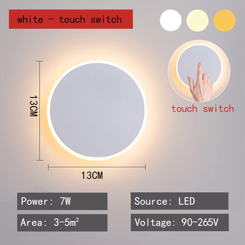 Round Led Wall Lamp Nordic Bedroom Light Bedside Lamp - Hearth & Lume