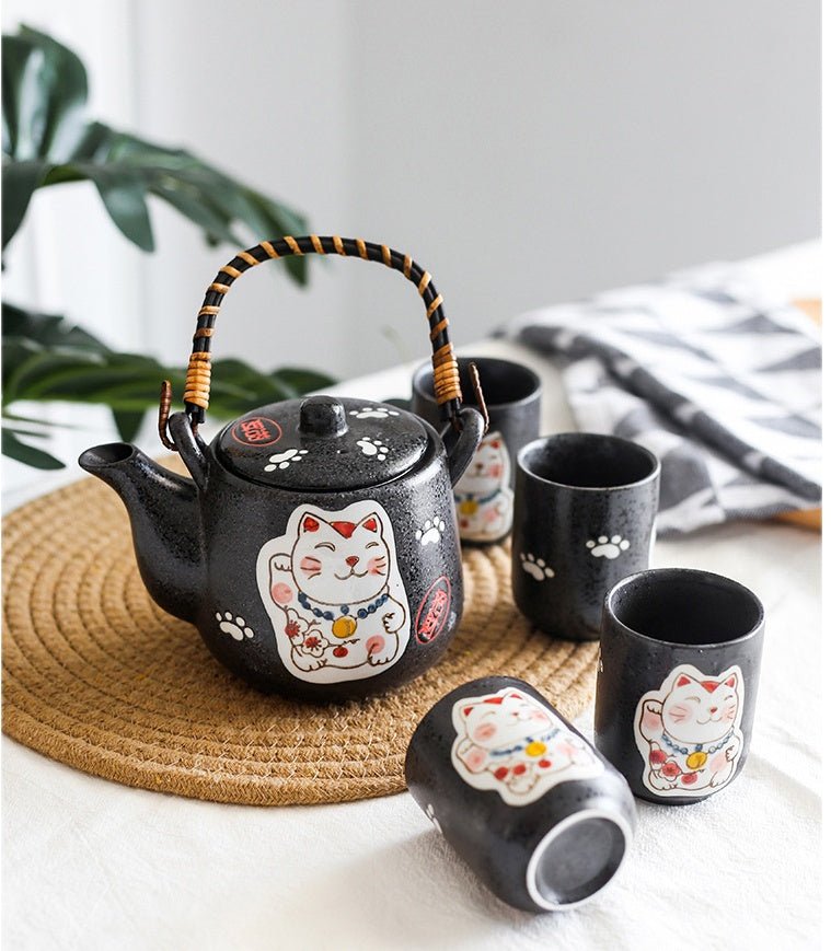 Creative Hand - painted Lucky Cat Ceramic Tea Set - Hearth & Lume