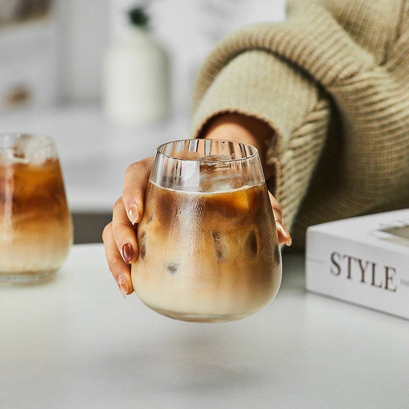Vertical Stripe Crystal Glass Latte Iced Coffee Cup - Hearth & Lume