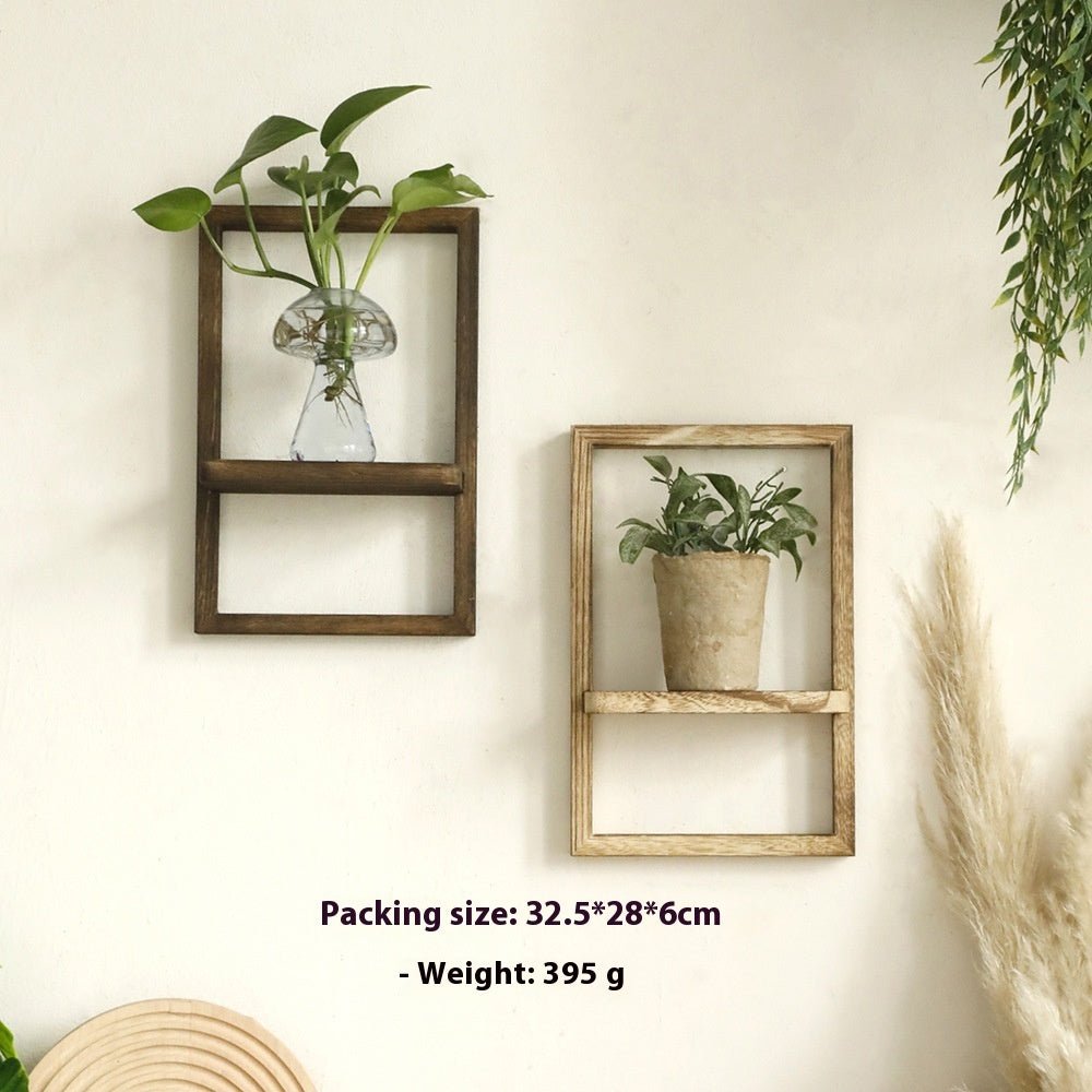 Paulownia Wooden Door Frame - shaped Wall - mounted Flower Pot Storage Rack - Hearth & Lume