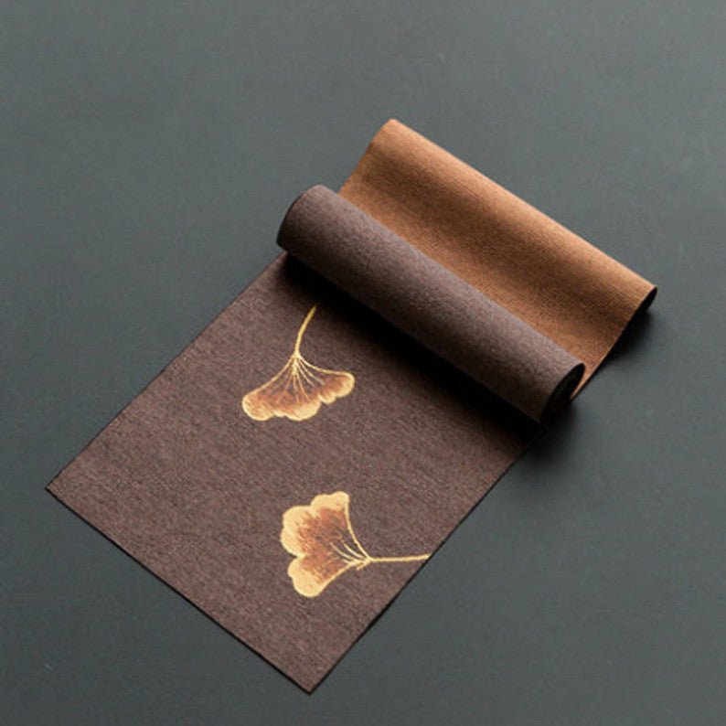 Ginkgo Biloba Tea Table Japanese - style Waterproof Fiber Runner - Hearth & Lume