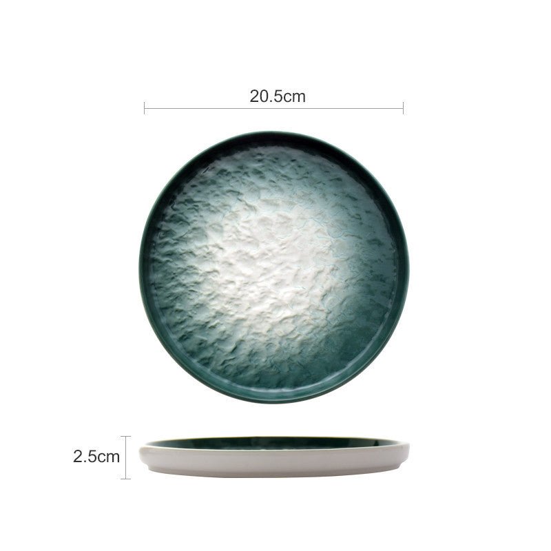 Gradient Emerald Steak Plate Stone Pattern Pasta Plate Western Plate Round Plate Restaurant Home - Hearth & Lume