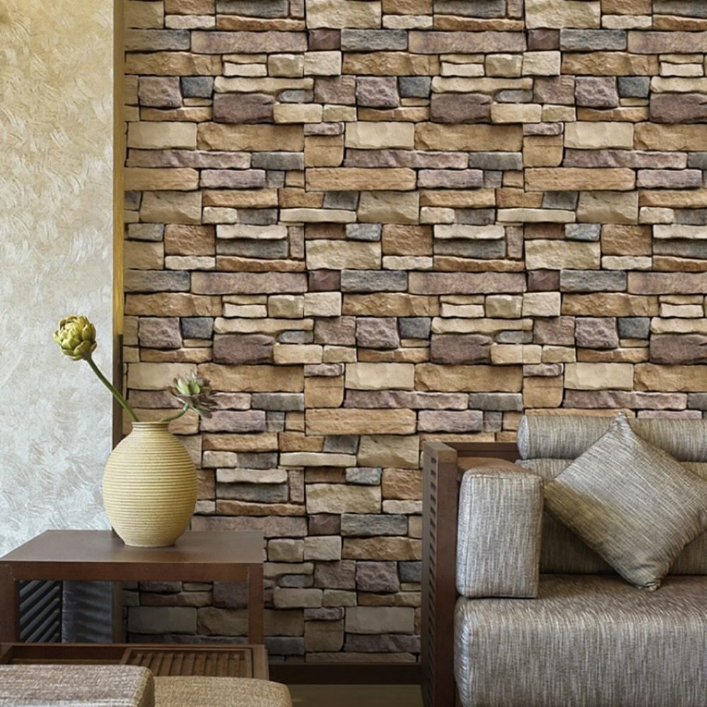 Stickers My House 3D Wall Paper Brick Stone Rustic Effect - Hearth & Lume