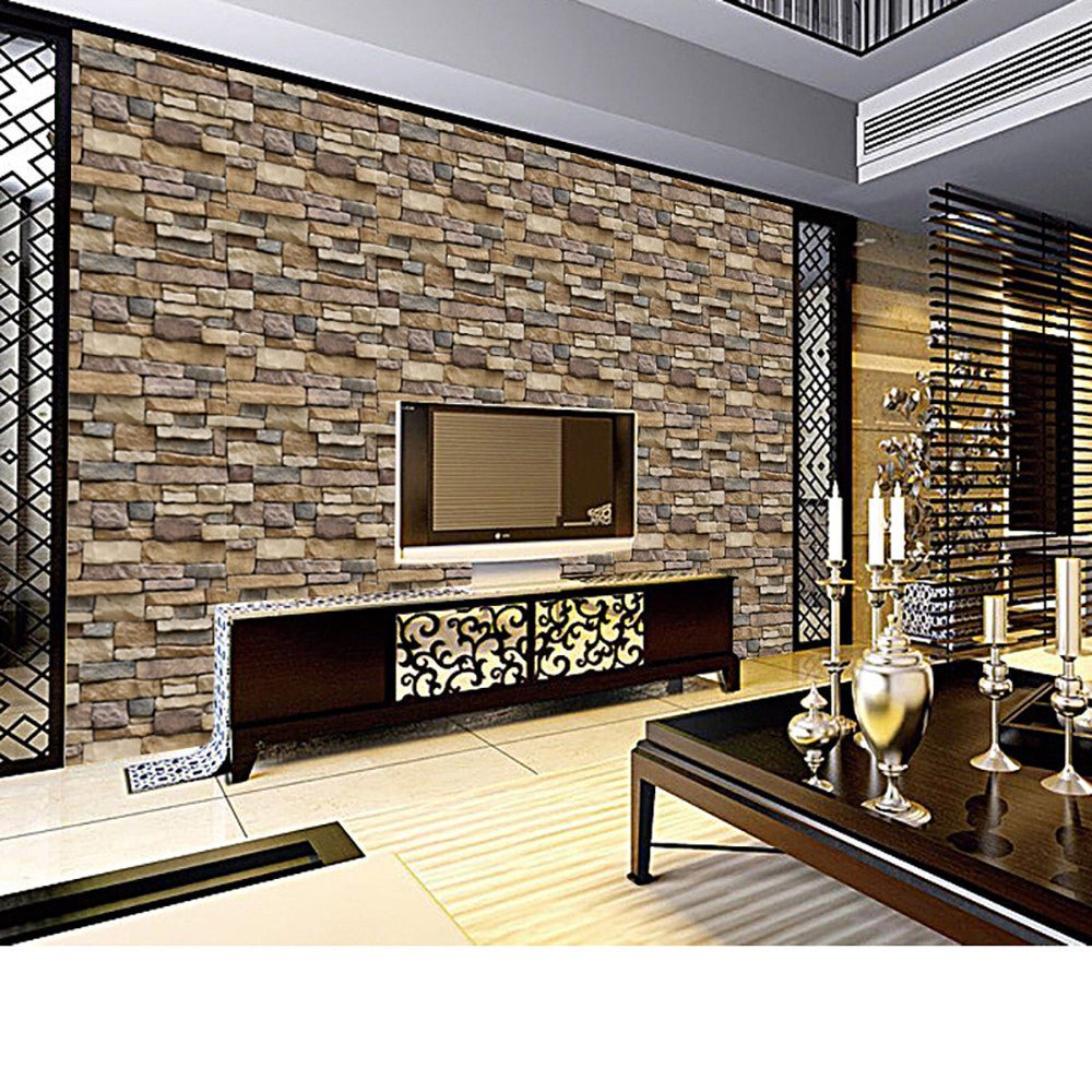 Stickers My House 3D Wall Paper Brick Stone Rustic Effect - Hearth & Lume