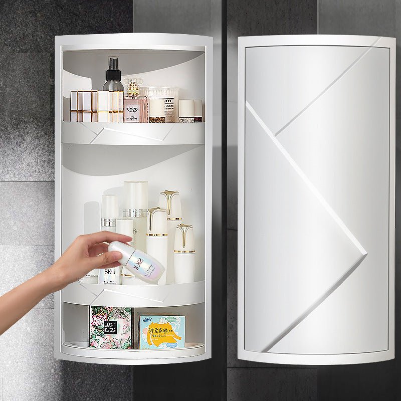 Rotatable Bathroom Makeup Organizer Corner Plastic Wall Mounted Storage Rack Box - Hearth & Lume