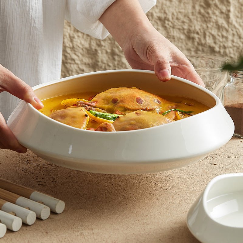 White Porcelain Tableware Guanshan Plate Household Ceramic Dishes - Hearth & Lume