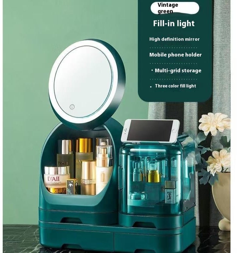 Practical High - end Cosmetics With Light Storage Box With Mirror - Hearth & Lume