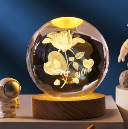 3D Crystal Ball Night Light Solar System Cosmic Theme LED Decoration Light - Hearth & Lume