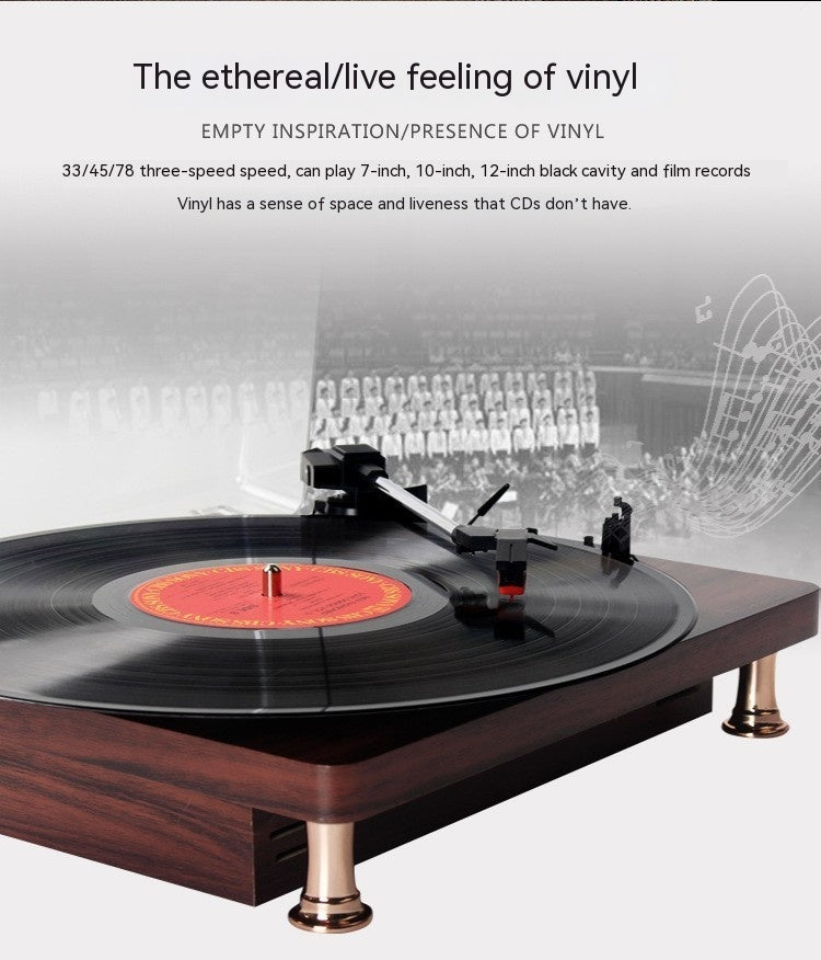 Vinyl Record Player Retro Mahogany Texture Phonograph - Hearth & Lume
