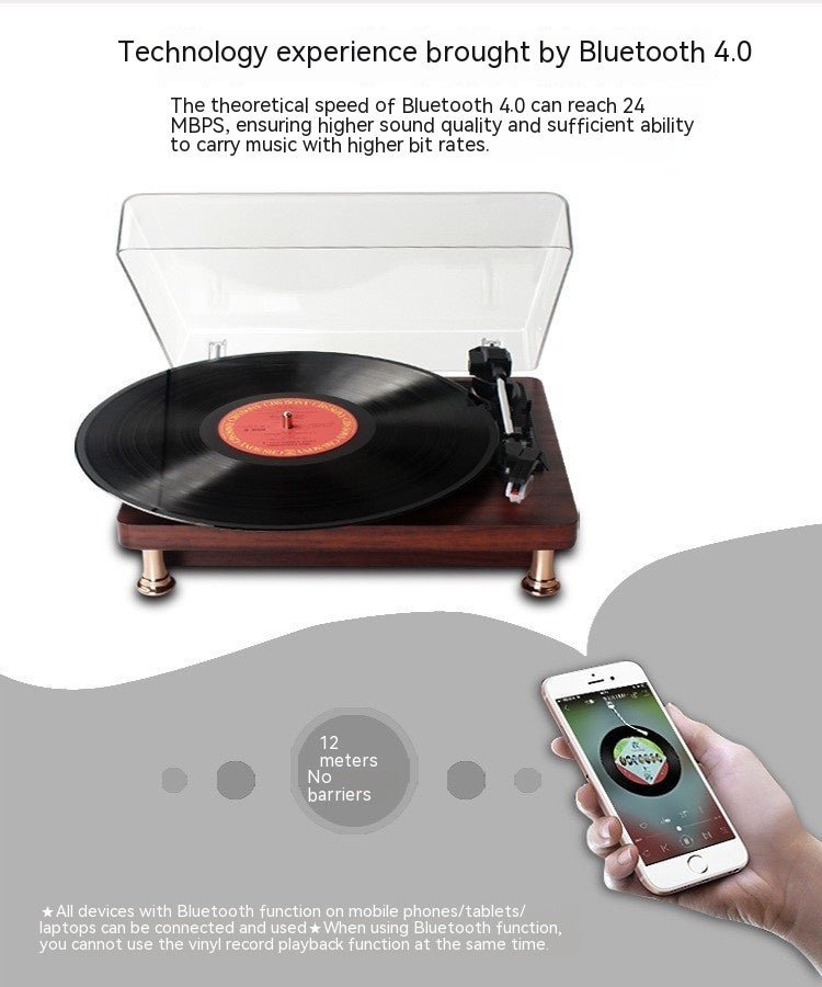 Vinyl Record Player Retro Mahogany Texture Phonograph - Hearth & Lume