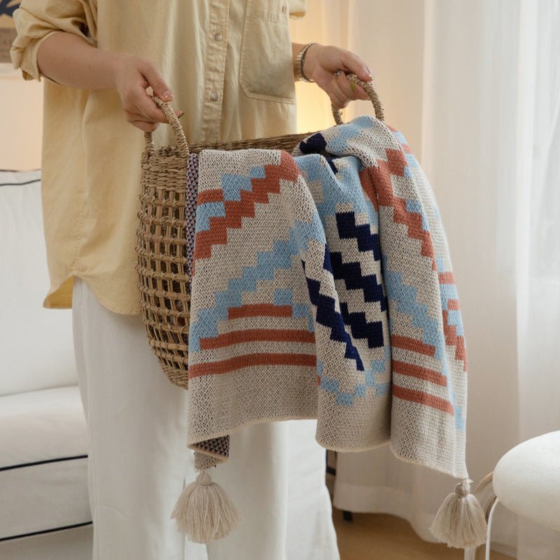 Bohemian Style Sofa Blanket Bay Window Knitted - Hearth & Lume