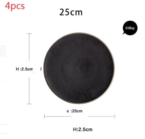 Black Crystal Large Plate Ceramic Plate Home Dessert Plate Round Flat Plate - Hearth & Lume