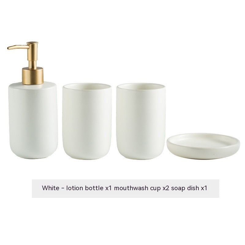 Solid Color Ceramic Bathroom Four - piece Set - Hearth & Lume