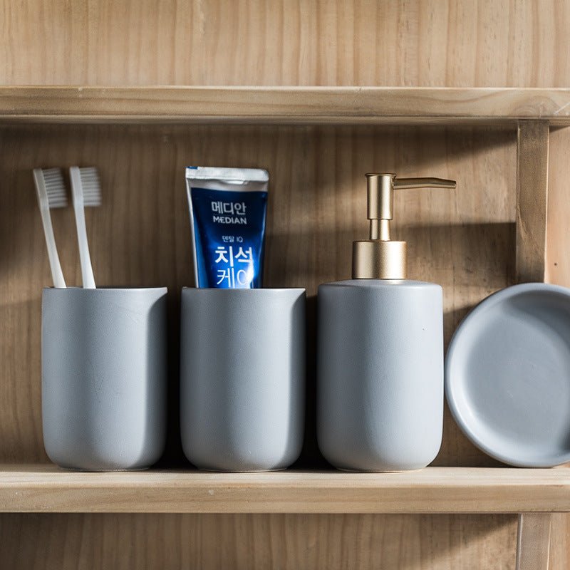 Solid Color Ceramic Bathroom Four - piece Set - Hearth & Lume