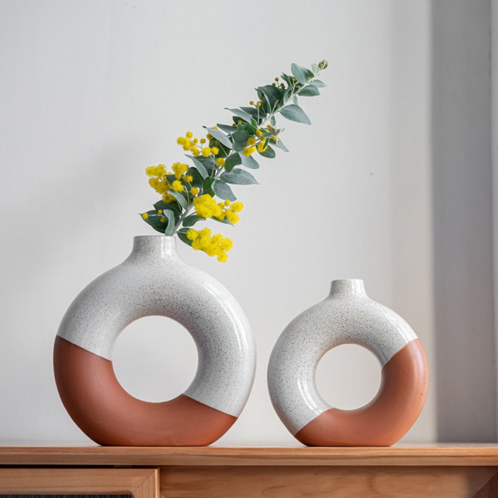 Laterite Half Glazed Round Ceramic Vase Office Desktop Soft Board Room Window - Hearth & Lume