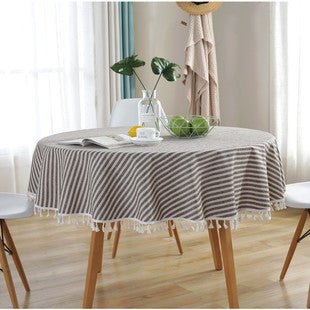 Waterproof Tablecloth Mediterranean Style Blue Striped Tassel Table Cloth - Hearth & Lume