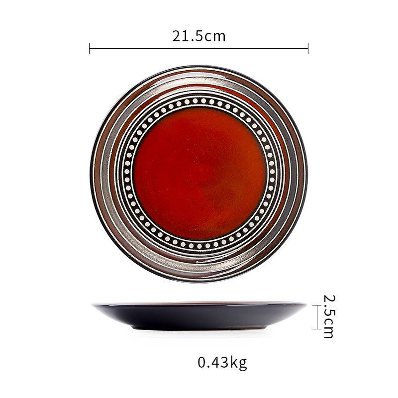 Ceramic Plate Flat Plate Creative Dish Plate Japanese Vintage Tableware - Hearth & Lume