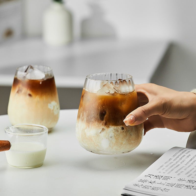 Vertical Stripe Crystal Glass Latte Iced Coffee Cup - Hearth & Lume