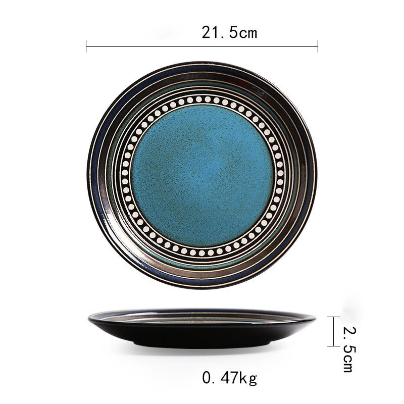 Ceramic Plate Flat Plate Creative Dish Plate Japanese Vintage Tableware - Hearth & Lume