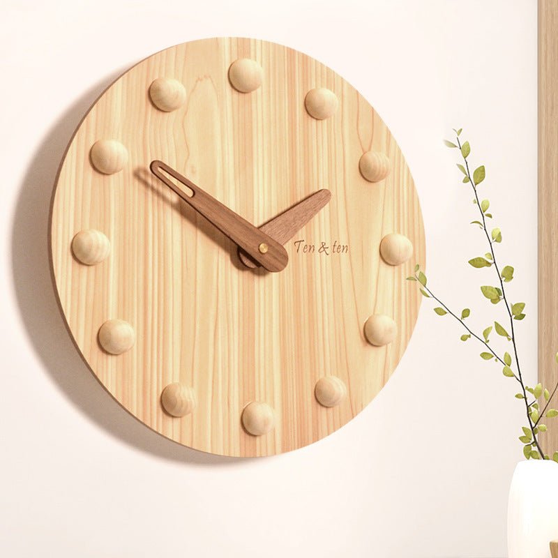 Wooden Wall Clock Nordic Home Living Room Modern - Hearth & Lume