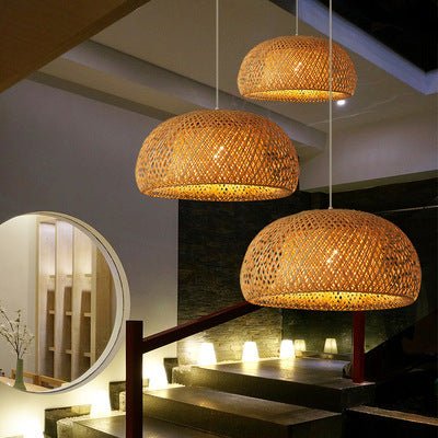 Bamboo Woven Simple Japanese Creative Pastoral Chandelier - Hearth & Lume
