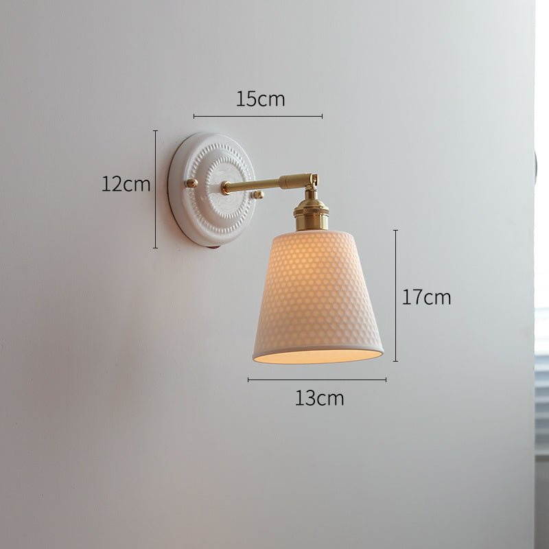 Ceramic Nordic Bedroom Bedside Full Copper Wall Lamp - Hearth & Lume
