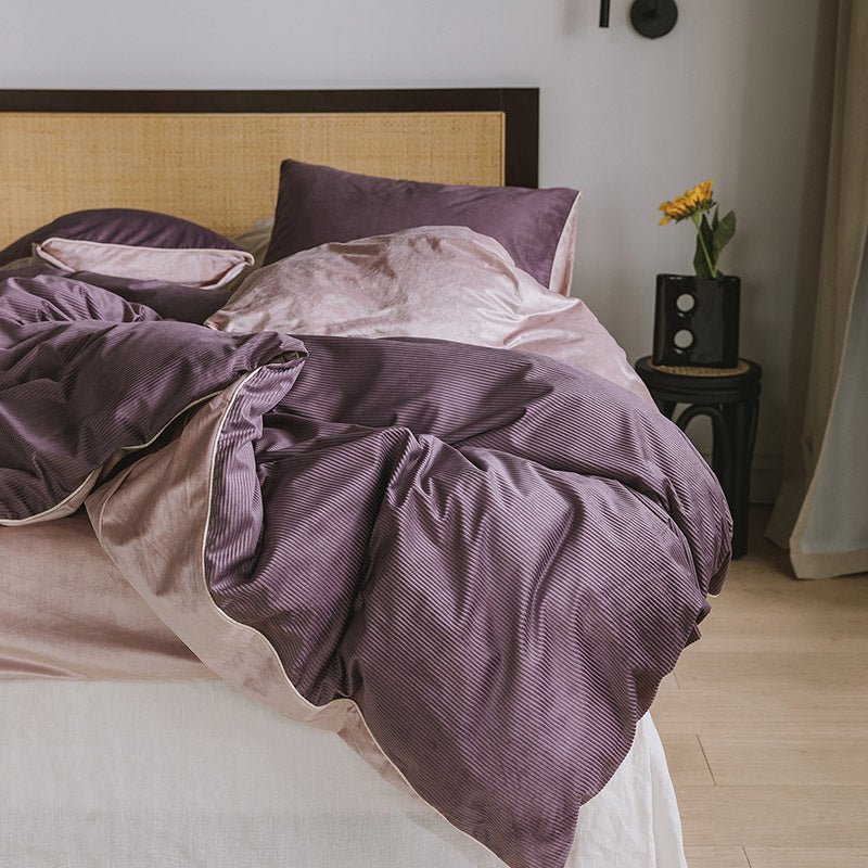 Winter Milk Fleece Four - piece Bedding Set - Hearth & Lume