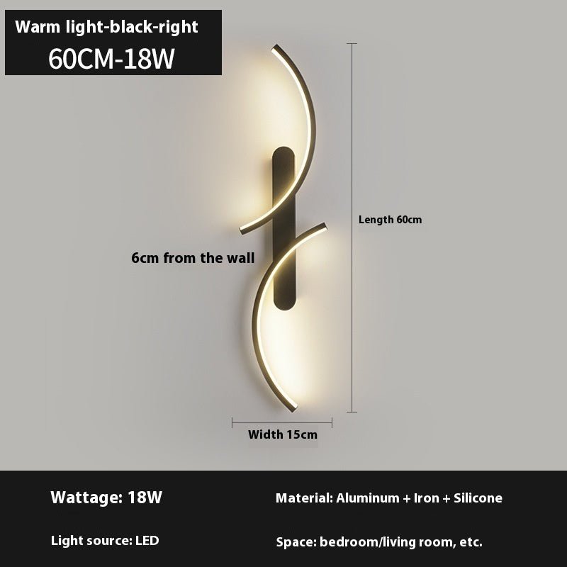 Minimalist Creative Line Wall Lamp Living Room Bedroom Bedside Lamp - Hearth & Lume