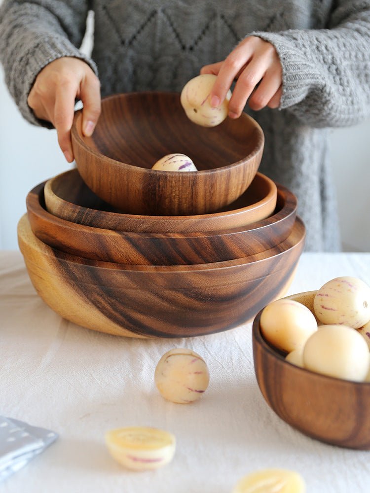 Kitchen Natural Wooden Bowl Household Fruit Bowl Salad Bowl - Hearth & Lume