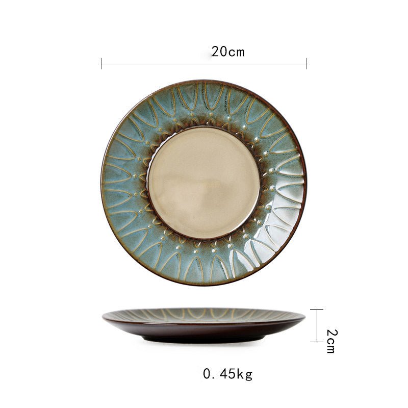 Ceramic Plate Flat Plate Creative Dish Plate Japanese Vintage Tableware - Hearth & Lume