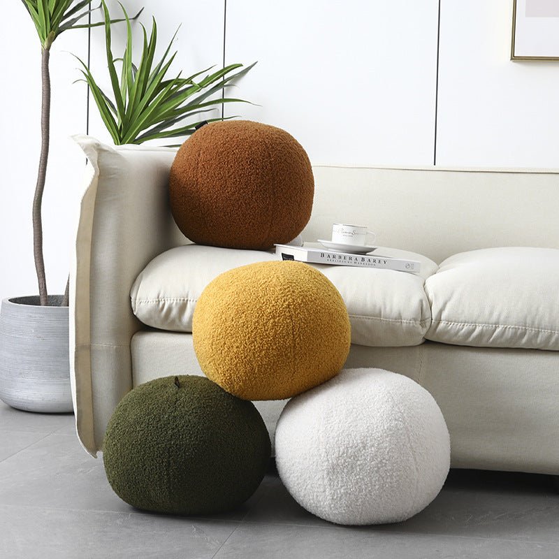 Round Velvet Soft Ball Sofa Pillow On Bay Window Bed - Hearth & Lume