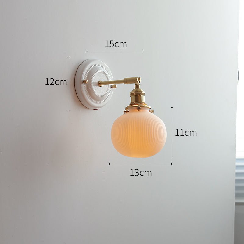 Ceramic Nordic Bedroom Bedside Full Copper Wall Lamp - Hearth & Lume