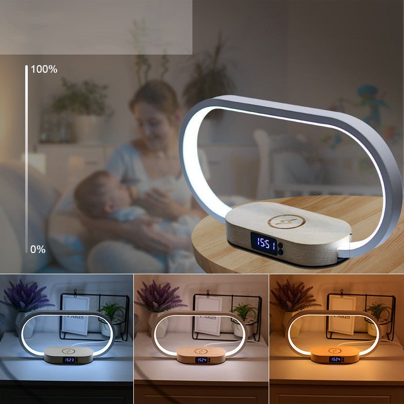 Wooden Clock Bedroom Bedside Table Lamp - Hearth & Lume