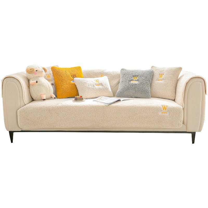 Thickened Fleece Non - slip Lambswool Sofa Cushion - Hearth & Lume
