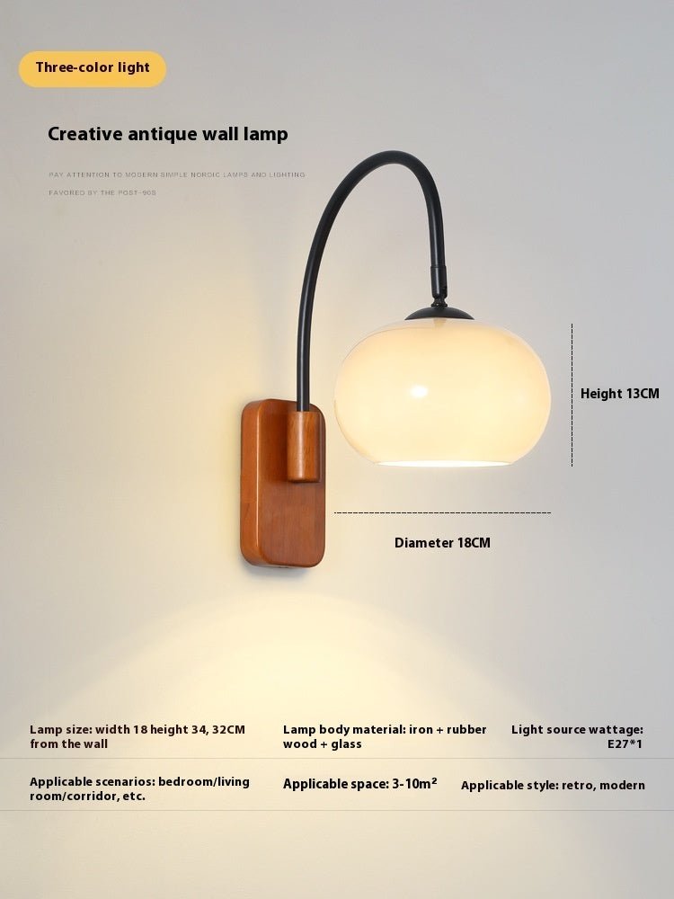 Bedside Wall Lamp Creative Retro Glass Wall LED Lamp - Hearth & Lume