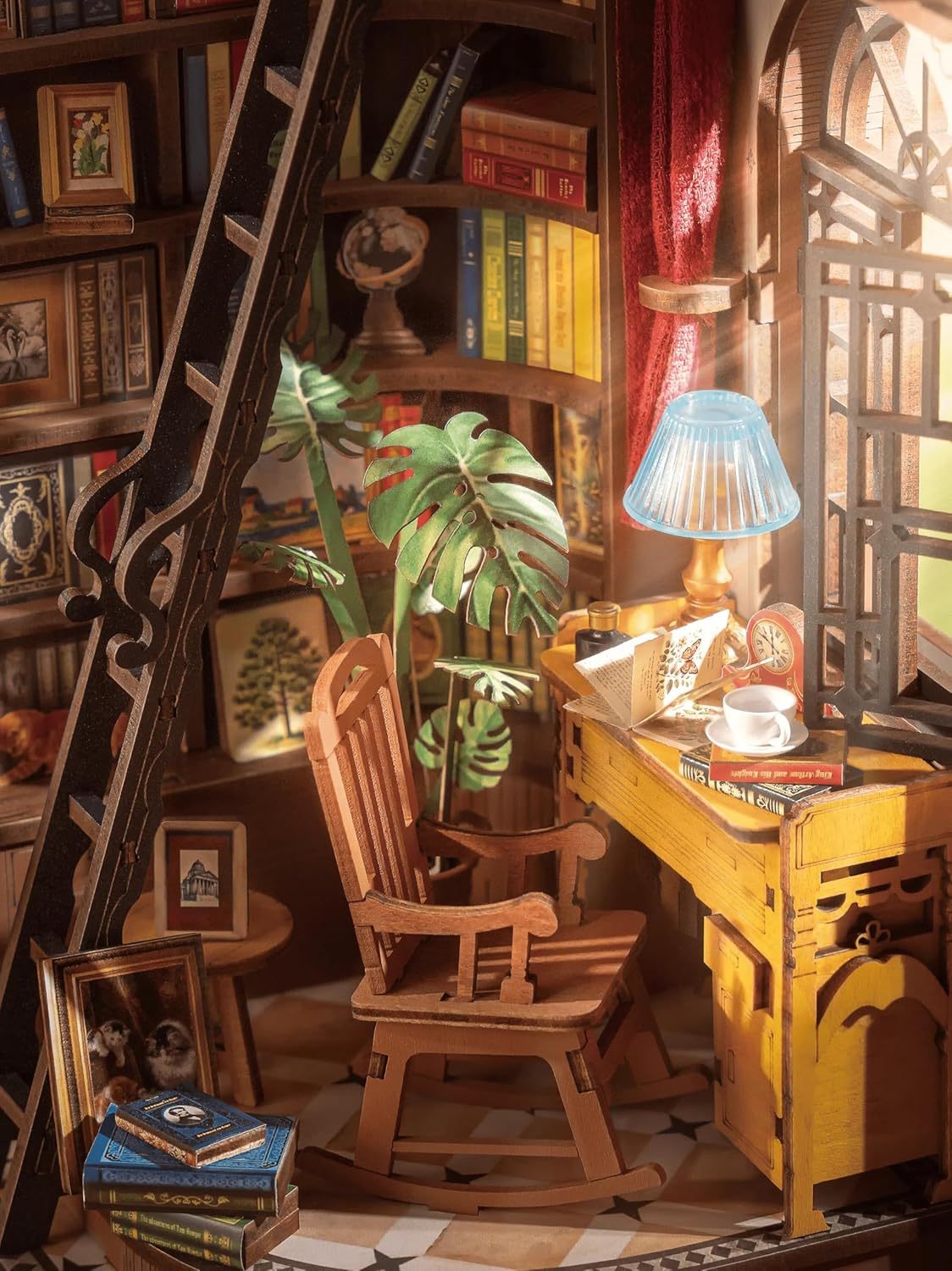 Rolife DIY Book Nook Kit - 3D Wooden Miniature Study Room With LED Lights - Hearth & Lume