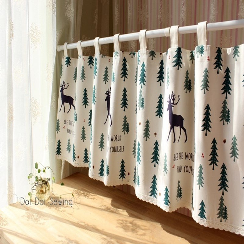 Kitchen fabric short curtains - Hearth & Lume