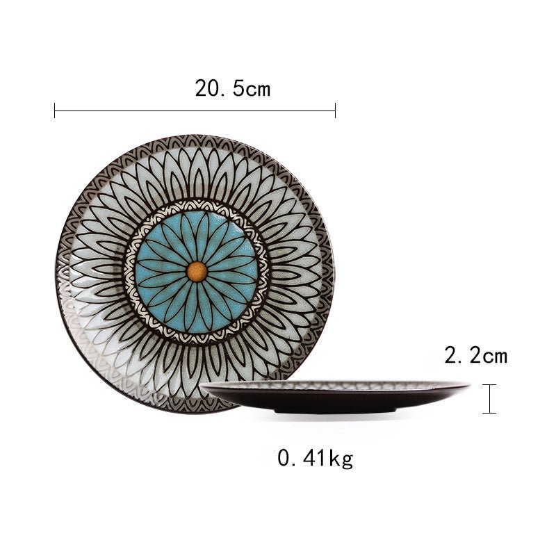 Ceramic Plate Flat Plate Creative Dish Plate Japanese Vintage Tableware - Hearth & Lume