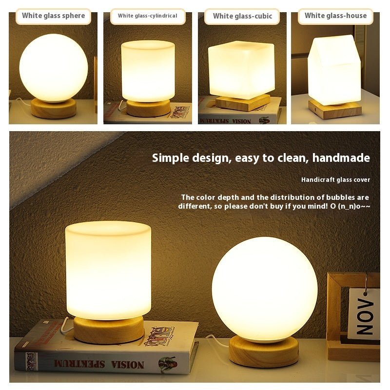 Nordic Solid Wood Decoration USB Table Lamp Bedroom - Hearth & Lume