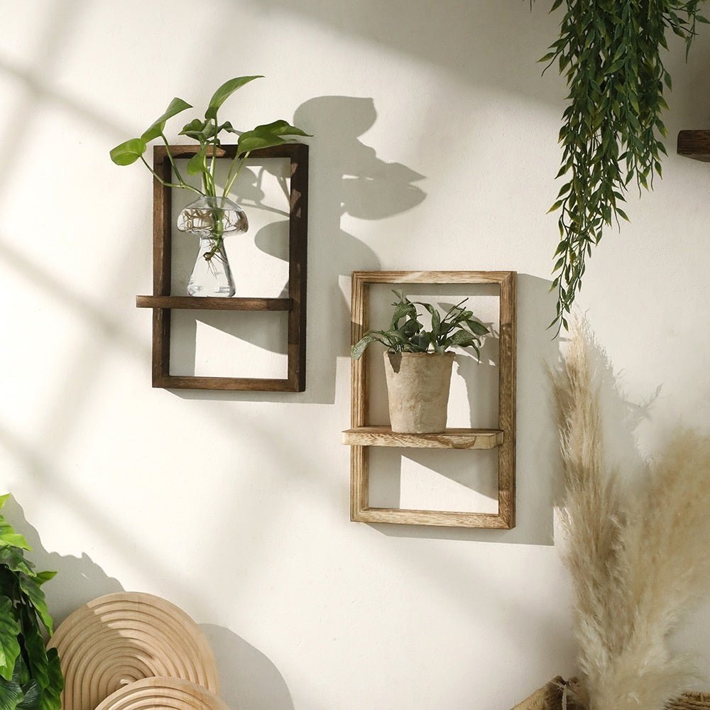Paulownia Wooden Door Frame - shaped Wall - mounted Flower Pot Storage Rack - Hearth & Lume