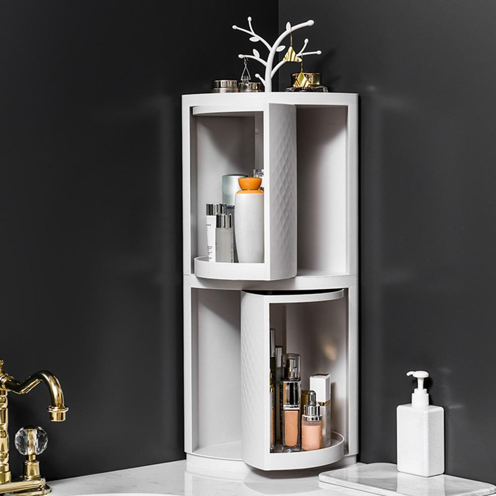Rotatable Bathroom Makeup Organizer Corner Plastic Wall Mounted Storage Rack Box - Hearth & Lume