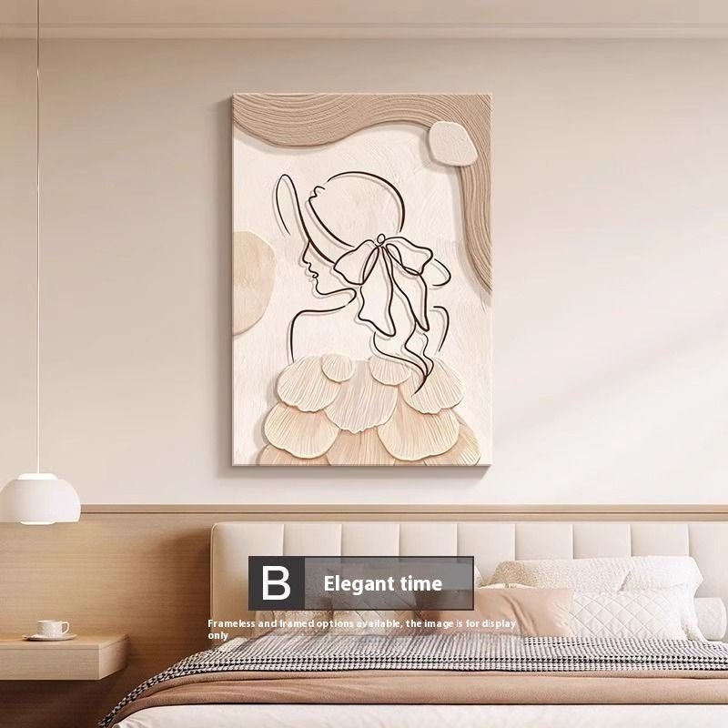 Decorative Painting Cream Style Abstract Line Character Mural - Hearth & Lume